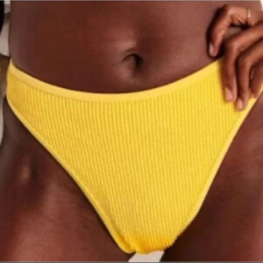Abercrombie & Fitch Ribbed Vibrant Yellow Swim Bottom